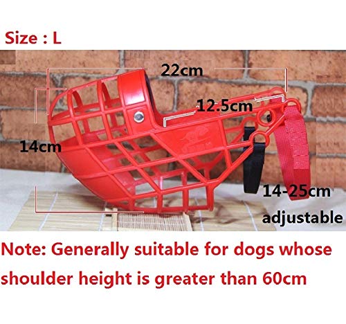 Adjustable Dog Muzzle, Soft Basket Plastic Muzzles for Dog Training, Best to Prevent Biting, Chewing and Barking, for Greyhound Gree Whippet Terrier Afghan Hound (L, RED)
