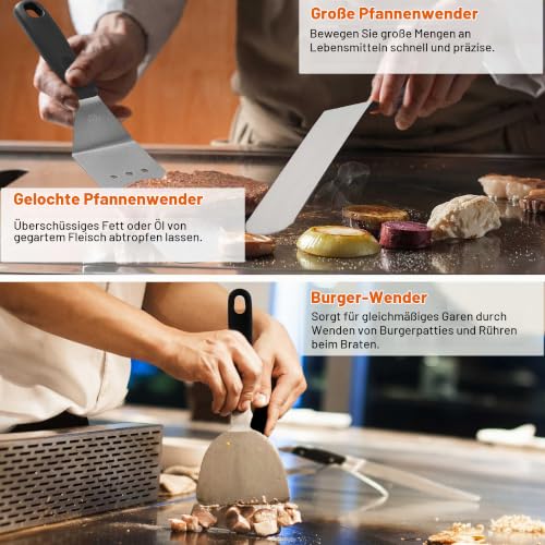 Grilljoy Plancha Zubehör Set, 28-teilig Edelstahl, für Indoor und Küche – Ansicht 3