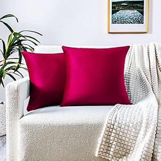 FARFALLAROSSA zestaw 2 aksamitnych poszewek na poduszkę 60 x 60 cm, miękka i nowoczesna prostokątna poszewka na poduszkę do skandynawskiego salonu, na sofę czerwoną