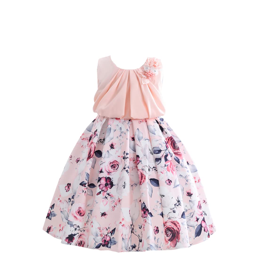 Cosplay Life Elegant Flower Dress for Girls Young Adult Fashion Bow Flower Waistline Kids Party Festival Ages 5-9 Years Old (Pink, 7yrs) — view 21