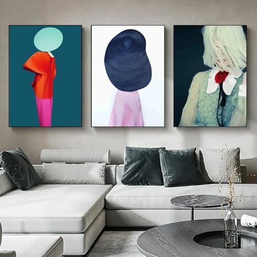 XINBAO Impresiones de pared coloridas abstractas de mujer vista posterior, pintura al óleo moderna, decoración del hogar, imágenes de pared grandes, carteles sobre lienzo 60 x 80 cm, sin marco