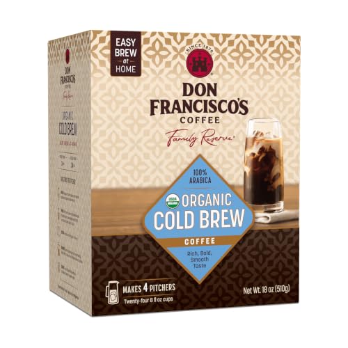 Don Francisco's Organic Cold Brew Coffee Pitcher Packs, Med-Dark Roast, 8ct