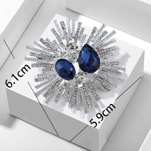 Image of Rhinestone Snowflake Brooch Pin for Women Sparkly Flower Corsage Lapel Pin Vintage Floral Suit Jacket Brooch Pin Jewelry for Women Men Birthday Gifts