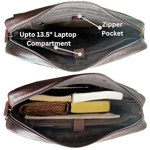 Image of RUSTIC TOWN Premium Leather Crossbody Messenger Bag - Stylish and Versatile - Gift for Professionals