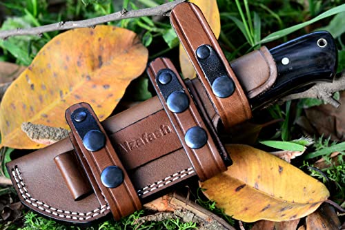 Alzafash Horizontal Carry Knife, Hunting Knife With Sheath, Fixed Blade Knife With Cow Horn Handle, Tracker Knife With High Carbon Steel Blade (Cow Horn Handle) #TOP3