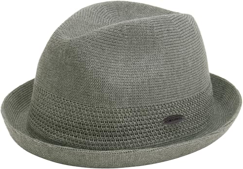 CHILLOUTS Yala Hat, grau, S-M - Pork Pie Trilby Mix Hut Herren, Unisex Sommerhut, Hochwertiger Trilby Leicht, Stilvoller Pork Pie Herren Verstellbar, Hut Männer Elegant