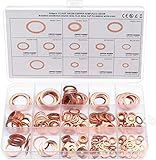280pcs/Pack M5-M20 Copper Washers 12 Sizes O Ring Copper Gaskets Set Sealing Washer Flat Ring Seal K