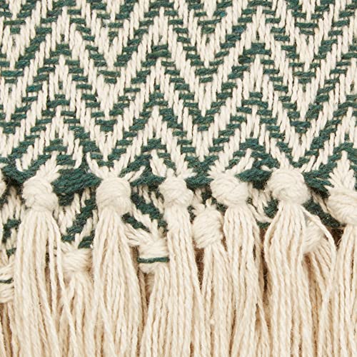 Dii Chevron Throw Collection Handloomed Cotton, 50X60, Hunter Green #TOP2