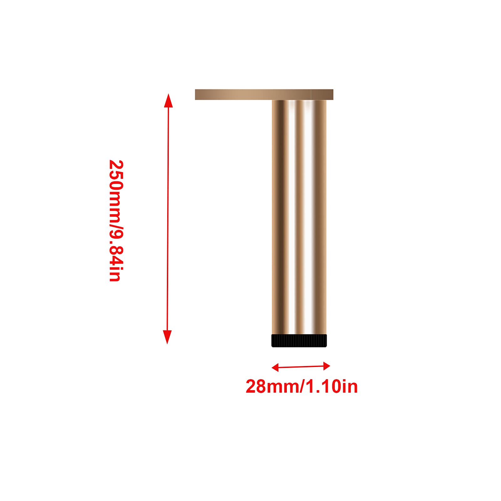 4 Piezas de Patas para Muebles de Aleación de Aluminio,Patas de Gabinete a Prueba de Agua,Patas de Sofá Ajustables,Patas de Soporte de Patas de Baño Oro,Altura:6-40cm (250mm/9.84in)