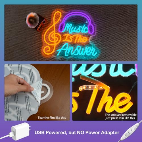 Image of Music Neon Sign Rock Colorful Wall Light Gift for Music Studio Decoration