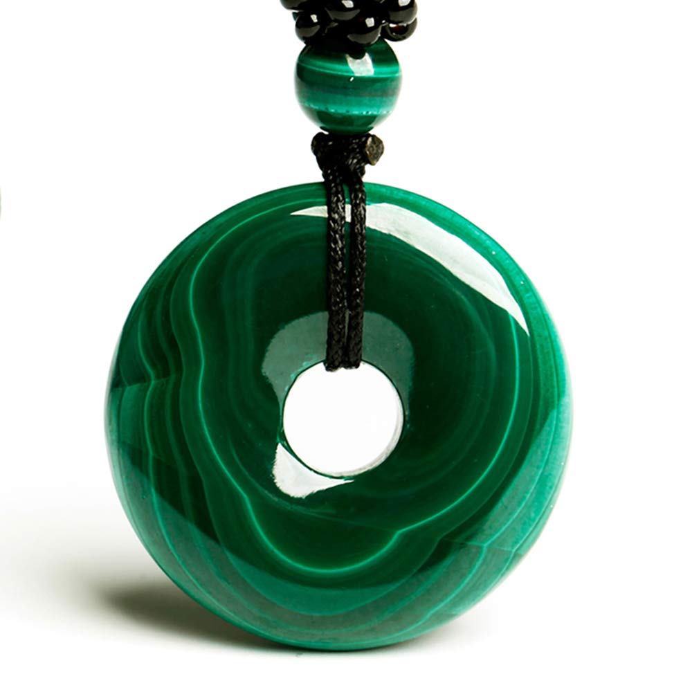 DS JewelryNatural Malachite Pendant Peace Buckle Necklace Donut Quartz Crystal Pendants Charms Women Jewelry (35 mm)
