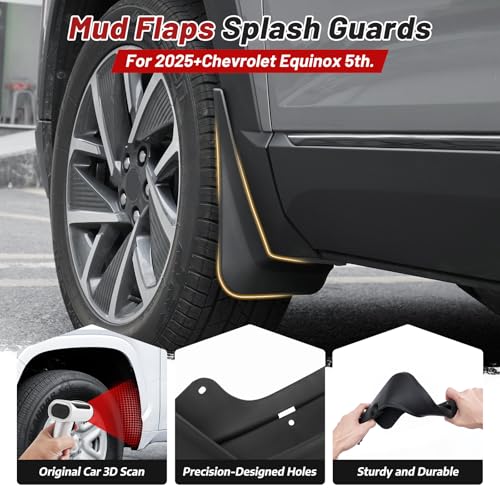 Image of Sunsdrew Mud Flaps for 2025 2026 Chevrolet Equinox,All Weather Guard Splash Equinox Guards Mudguards,No-Drill 4PCS Chevy Equinox Fender Flares Accessories(Won't Fit EV)