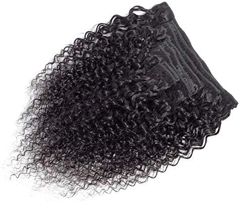Afro Kinky Curly Clip in Hair Extension 4B 4C Brazilian Virgin Human Hair Natural Color Double Weft Hair Extensions for Black Women 8 Pieces/Set (12")