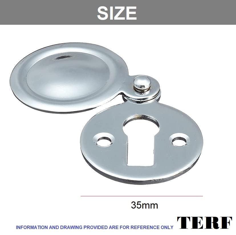 TERF® Polished Chrome Escutcheon Covered 35mm Keyhole Cover Escutcheon including Fixing Screw - Pack of 2 - Image 3
