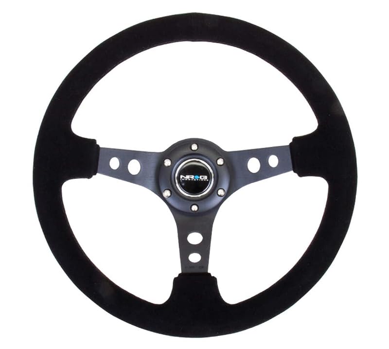 Volante esportivo reforçado NRG Innovations NRG-RST-006-S em camurça preta, 350 mm e profundidade de 7,62 cm