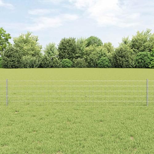 Mokuyary Zaun mit Pfosten Silber 0.4 x 10 m Stahl Sichtschutzzaun, Tier Barriere Zaun Gartenzaun für Landschaft, Garten, Außende Dekoration -I