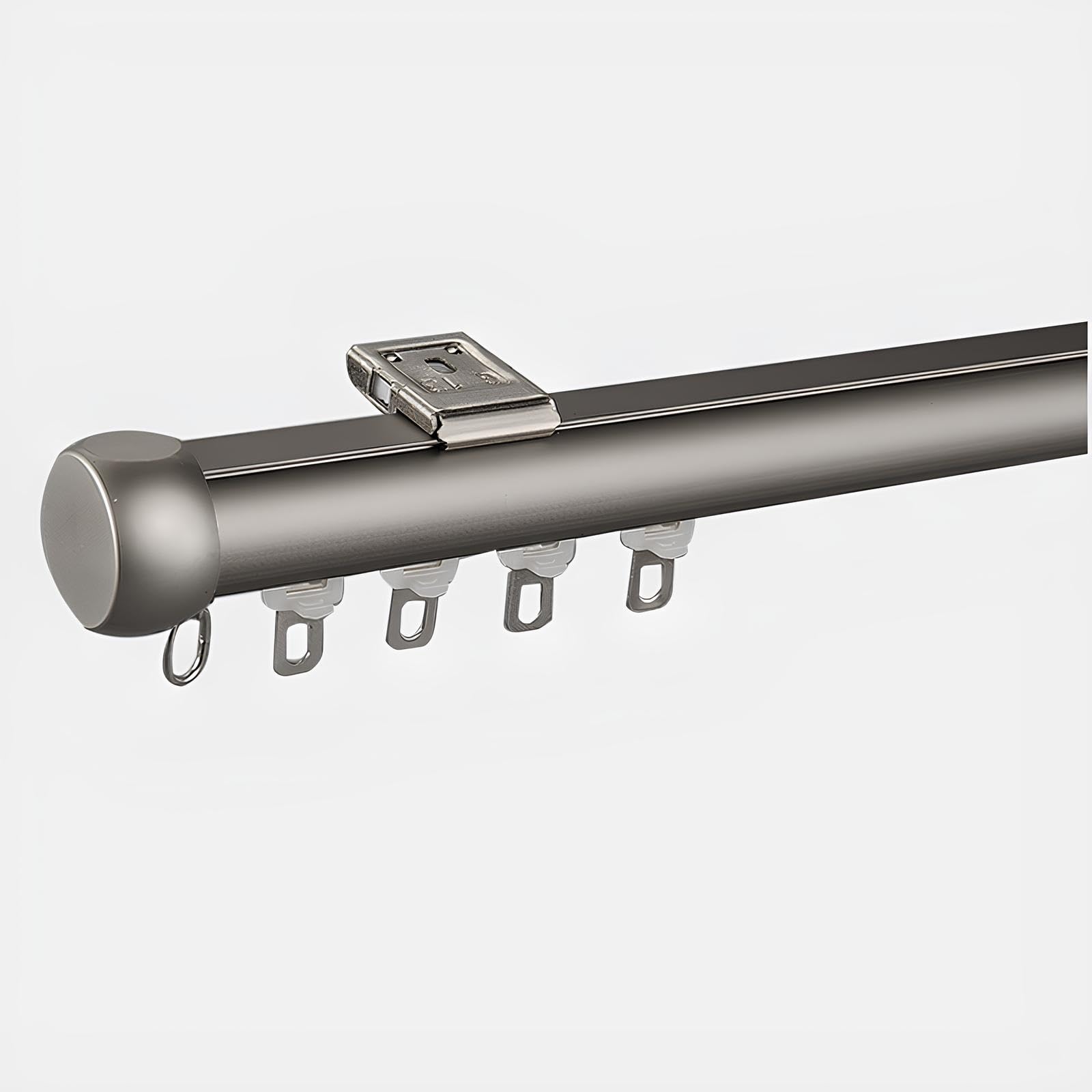 Tringle à rideau coulissante anti-blocage, fixation plafond ou mur pour chambre à coucher gris