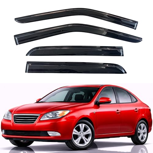 Image of KPY Rain Guards Fit for 2007-2010 Hyundai Elantra Sedan, Out-Channel Window Visors Vent Wind Deflectors 4PC, Car Accessories for 07-10 Elantra Sedan (Excludes Touring Models)