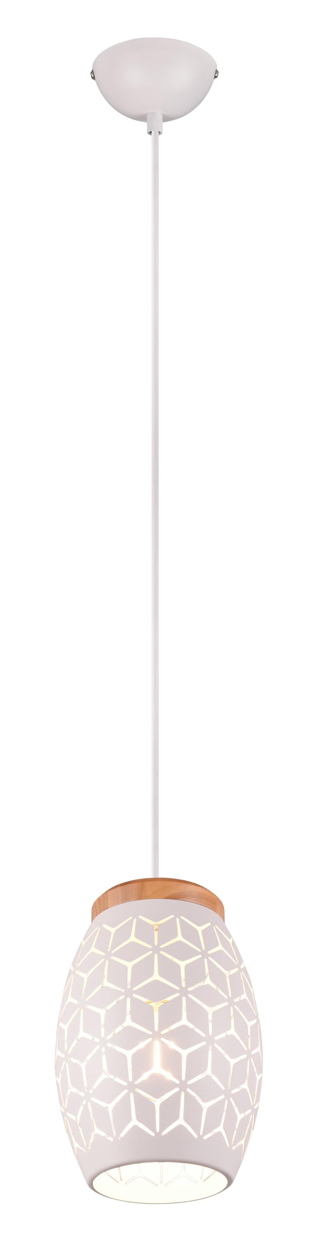 Reality Bidar Pendant Light R31571031, matt White Metal, Natural Wood, Except 1x E27