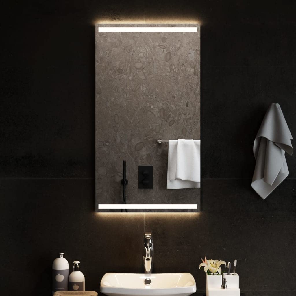 vidaXL LED Bathroom Mirror Washroom Furniture Decoration Make up Cosmetic Vanity Wall-mounted Light up Mirror with LED Light 50x90 cm