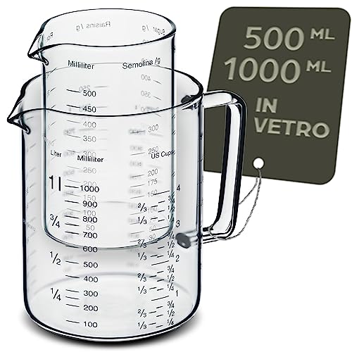 Brocche Graduate In Vetro Praknu - Set Da 3 (50ml, 125ml, 250ml) Per Cucina, Impilabili E Resistenti Al Calore - Foto 12
