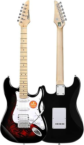 Kit de guitarra eléctrica de tamaño completo de 39 pulgadas, kit de guitarra eléctrica de cuerpo sólido, sintonizador, cejilla, juego de 6 cuerdas,