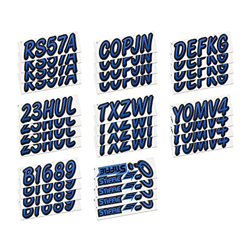 Image of STIFFIE Whipline Blue /Black 3 inch Boat & PWC Registration Decals • Numbers Letters Stickers