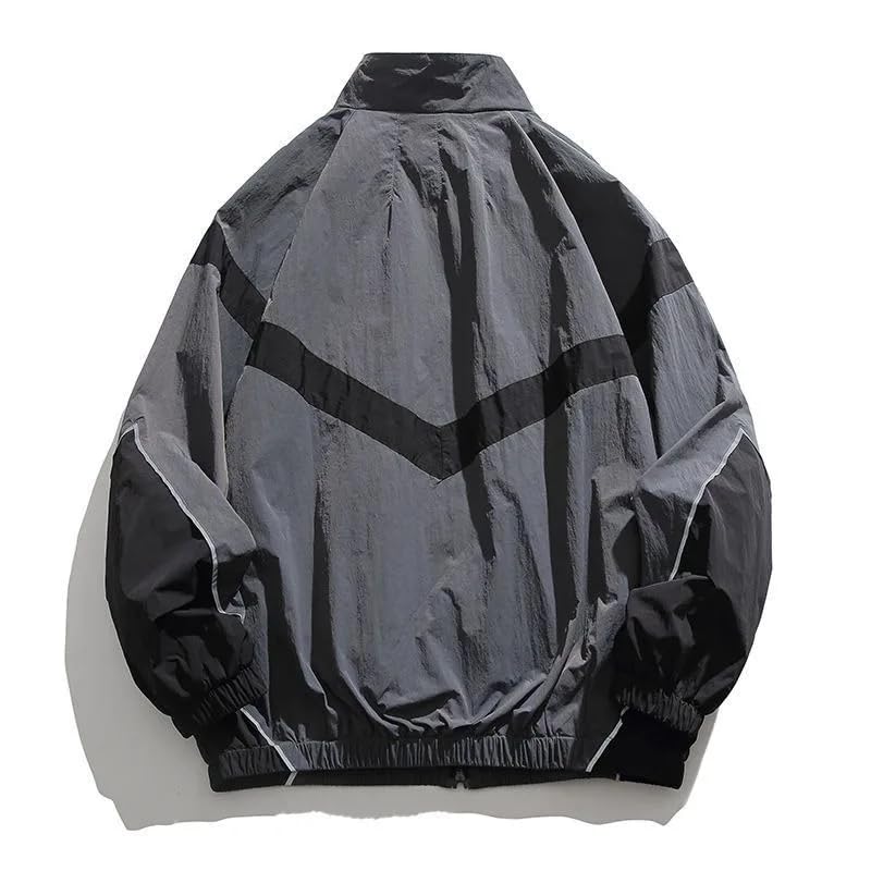 Dninmim Men's Vintage Solid Windbreakers Jacket Outdoor Hooded Spliced Pocket Rain Jacket4