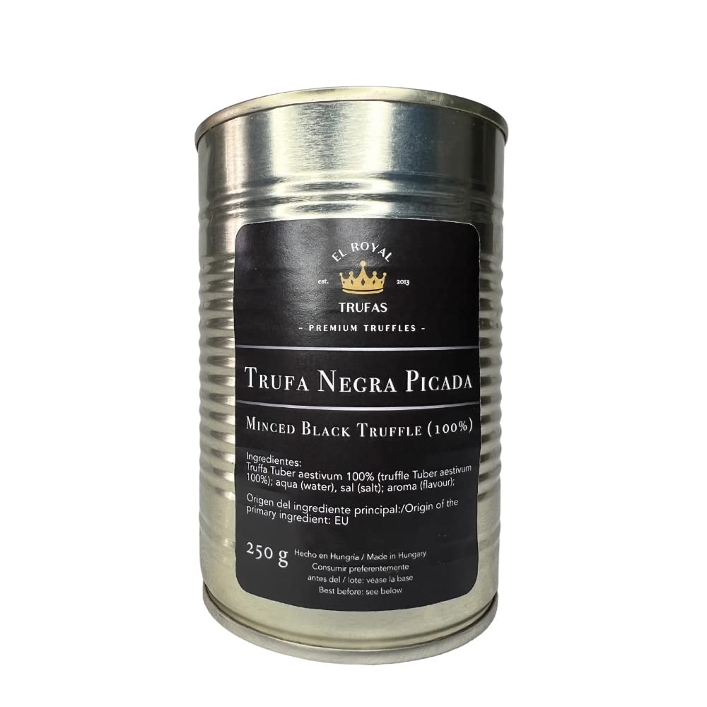 Trufa Negra Picada 250g Trufa Fresca en Salmuera Natural Condimento Gourmet Vegano Sin Gluten El Royal Trufas
