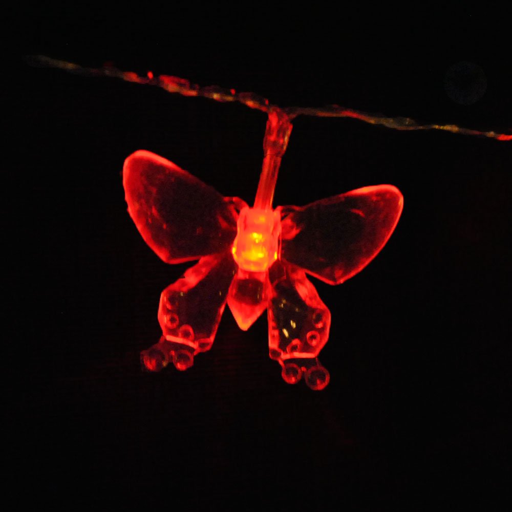Lightsgo Red Usb Powe 20 Led 2M Butterfly Indoor Led Fairy Lights For Pc, Mac, Phone Charger (Red)