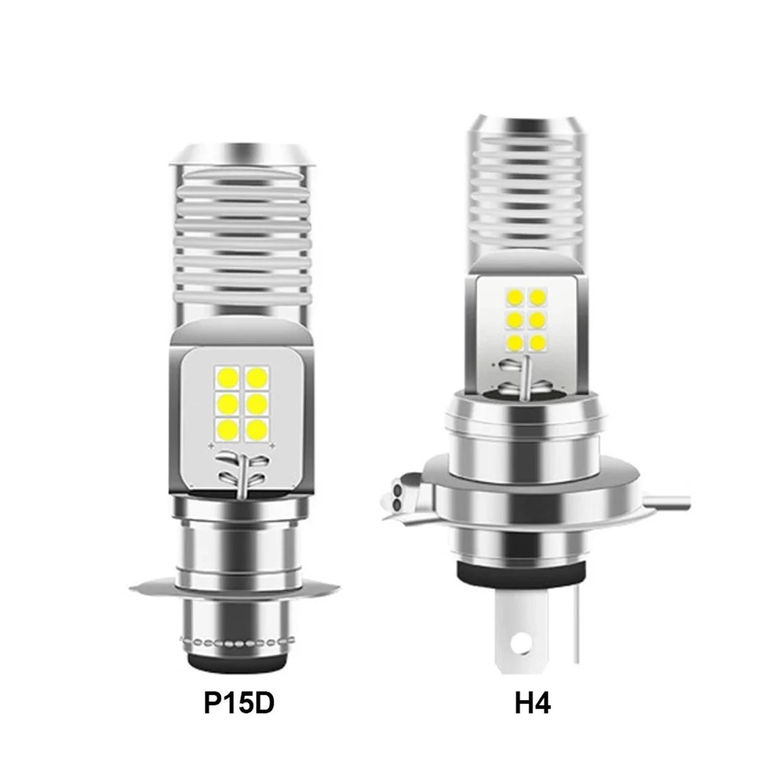 Pour Moto Scooter Pour ATV Phare P15D H4 LED Ampoules 9 V-85 V 6000 K Lampe Pour Lumières Pour DRL Phare De Moto(H4)