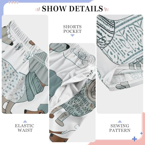 ZZXXB Winter Dachshund Tree Boys Long Pants Soft Trousers Elastic Waist Kids Lounge Bottoms with Pockets S-XL4