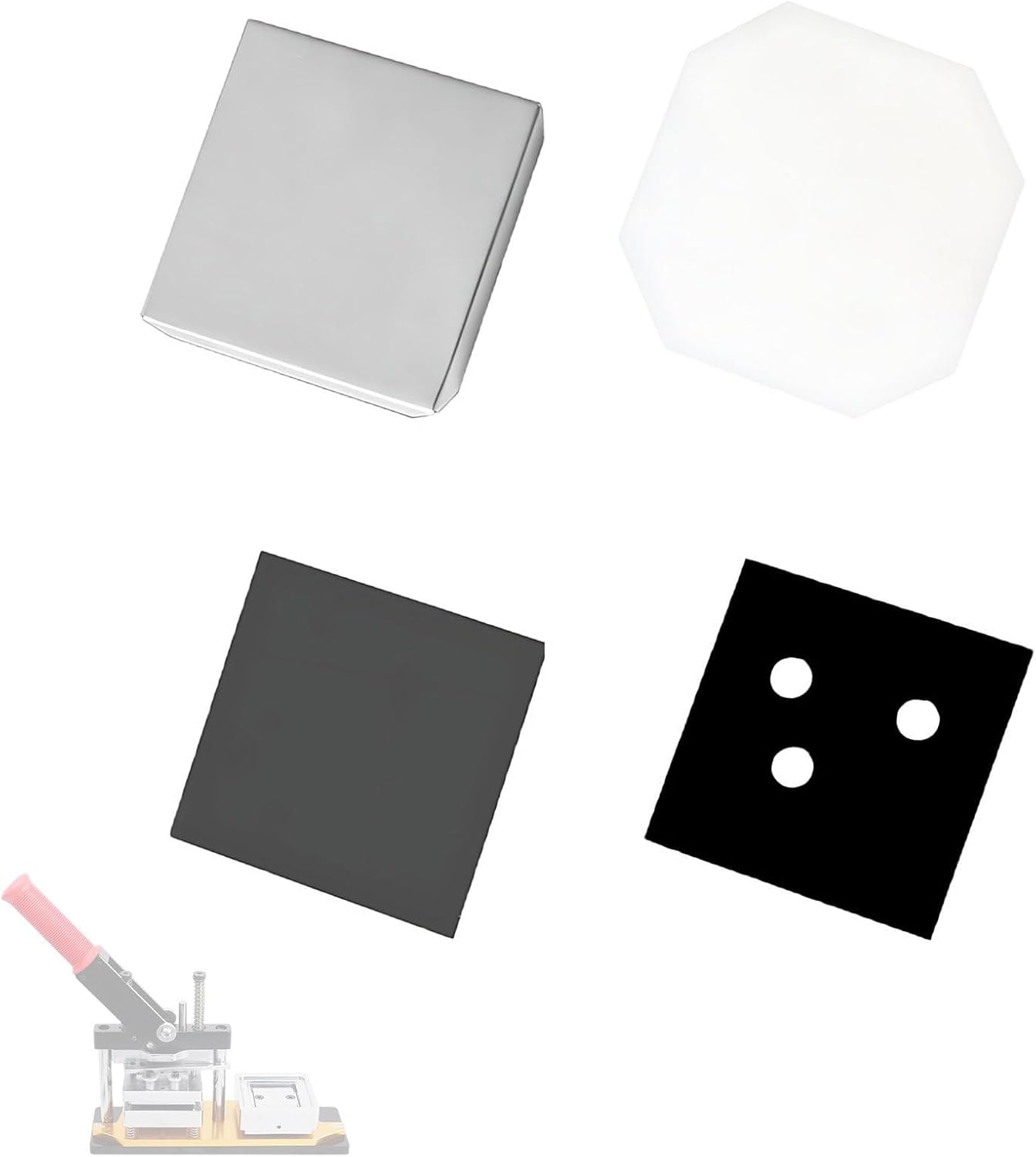 100 Sets Square Button Parts for Fridge Magnet Maker Machine, DIY Craft Press Supplies with Metal Lid, Acrylic/Cardboard, Rubber Magnet A:Acrylic-63.5x63.5mm(2.5x2.5inch)
