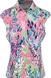 Greg Norman Rosa ML75 Stretch Sleeveless Flora Pink Shirt Women S