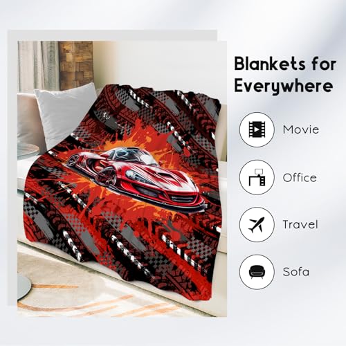 Mercuryelf Blankets for Boys Racing Car Blanket Gifts - 40x50 Inch Cozy Fleece Throw for Kids Teens