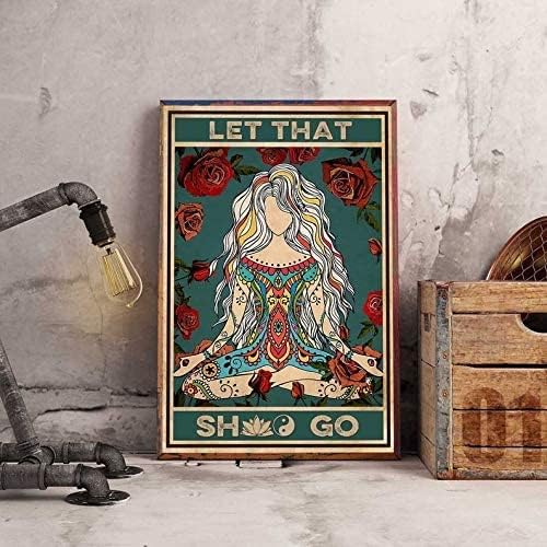 YAASIMOULE Poster Yoga Girl Let That Sh T Go Vintage Namaste Mandala Pattern Rose Decorazione da parete