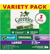 Greenies Large Dental Dog Treats, 3-Flavor Variety Pack, (3) 12 oz. Pouches, (24 Treats)
