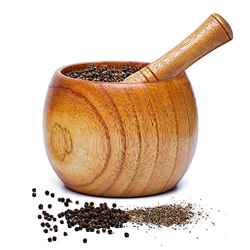 XGzhsa Mortero de ajos, Mortero y mortero de Madera, mortero de Madera Natural y tazón de mortero para moler Especias, ajo, nueces, Hierbas, Pesto (8.7 x 8.9 cm)
