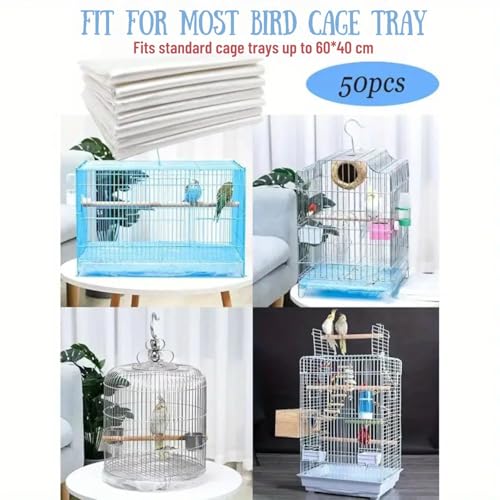 Image of VAYINATO 50 Pcs(60 * 40 Cm) Disposable Cage Tray Liners - Transparent Waterproof Liner Covers for Pet Cages | Leak-Proof, Hygienic, Easy Clean Liners for Birds, Rabbits, Hamsters, Guinea Pigs