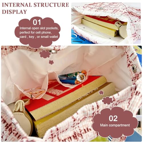 Image of Lyrovo Women Corduroy Shoulder Tote Bag for Work Beach Travel and Shopping Grocery