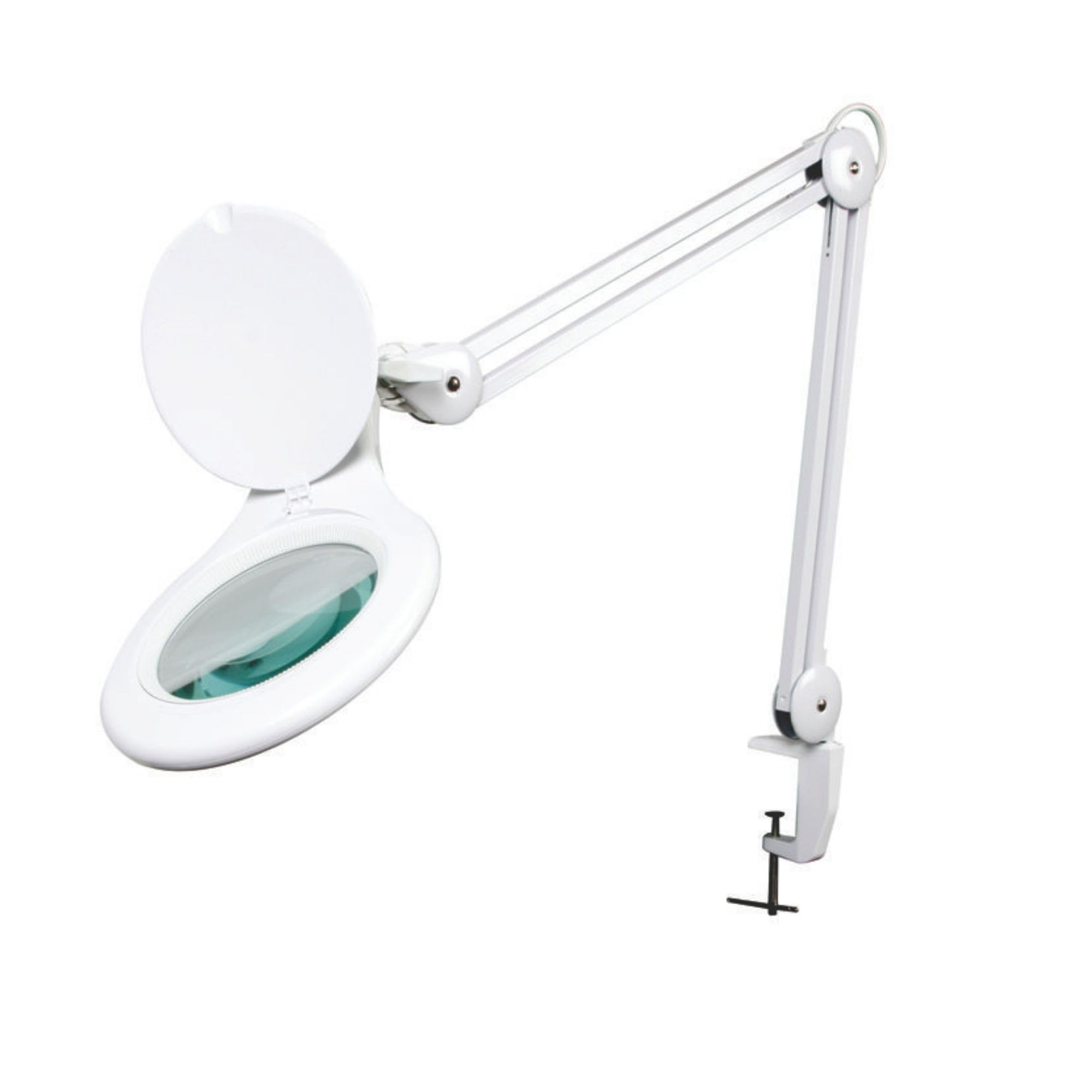 Velleman Lampa z lupą i zaciskiem, 22 W z ramieniem obrotowym, powiększenie 3x, szklana soczewka 8 dioptrii 120 mm, do czytania, diamond painting, hobby i prac precyzyjnych, biała