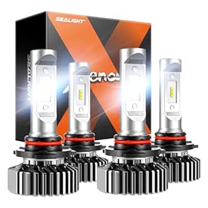 SEALIGHT 9005 HB3 9006 HB4 Light Bulbs with 50000 Hours Lifespan,1200 Feet High Visibility, Fog Light, Pack of 4