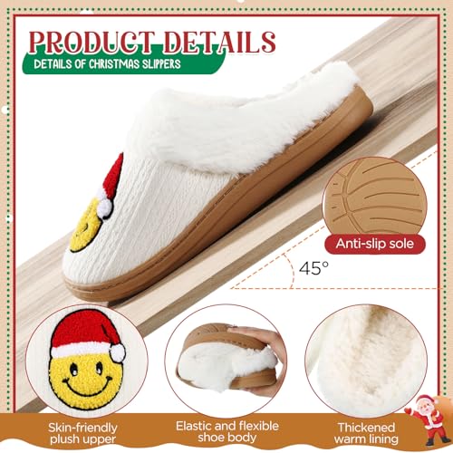 Cuffbow Christmas Slippers for Women House Shoes Reindeer Christmas Tree Smile Face Fuzzy Ugly Slippers for Holiday Xmas2