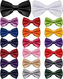 Hercicy 20 Pieces Bow Ties for Men, Formal Satin Solid Tuxedo Adjustable Length Pre Tied Bow Ties for Wedding Celebration(Multiple Colors)