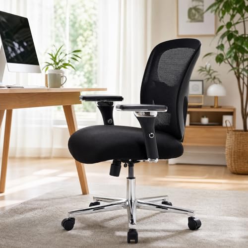 Image of DUMOS Big and Tall Office Desk Chair, Ergonomic Mesh Computer Chair | Comfortable Lumbar Support, 4D Armrest, 500lbs Heavy Duty, Wide Seat, 360 Swivel Rolling Wheels, Adult, Ink