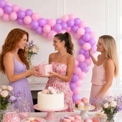 Image of Pink Purple Link Balloons,120Pcs Linking Balloons for Party Decorations