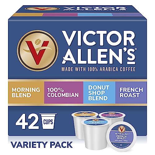 Victor Allen’s Coffee Variety Pack (Morning Blend, 100% Colombian, Donut Shop Blend, French Roast), 42 Count, Single Serve Coffee Pods for Keurig K-Cup Brewers