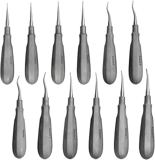 Luxating Elevator Set of 12 Having Standard Handle with 4 Straight 4 Inside Bent and 4 Curved Tips