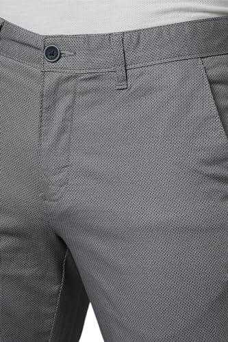 Image of Louis Philippe Men's Slim Fit Mid Rise Textured Cotton Blend Casual Trousers