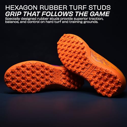 Image of Nivia Rabona 2.0 Turf Football Shoes for Kids (Orange)